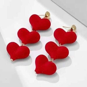 Chic Red Heart Dangle Earrings